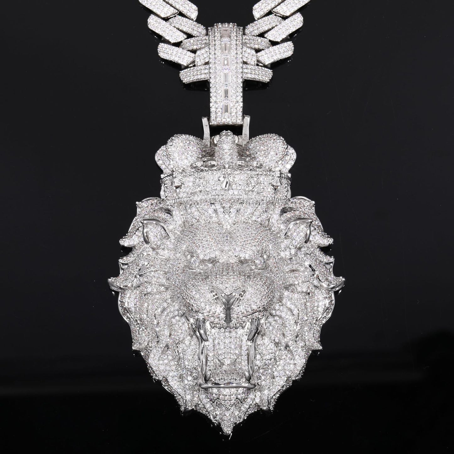 Iced Out Lion Head Pendant Necklace for Men - Hip Hop Cubic Zirconia Statement Chain product image