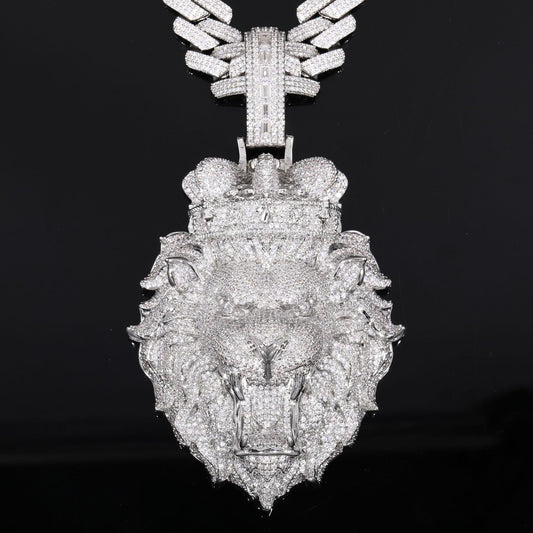 Iced Out Lion Head Pendant Necklace for Men - Hip Hop Cubic Zirconia Statement Chain product image