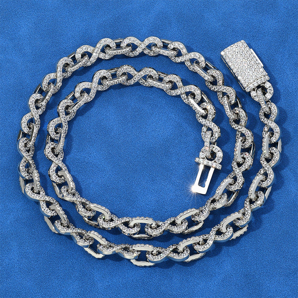 8 mm CZ Figure-Eight Link Hip Hop Necklace or Bracelet with Copper Base - CHA214 product image