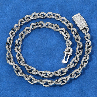 8 mm CZ Figure-Eight Link Hip Hop Necklace or Bracelet with Copper Base - CHA214