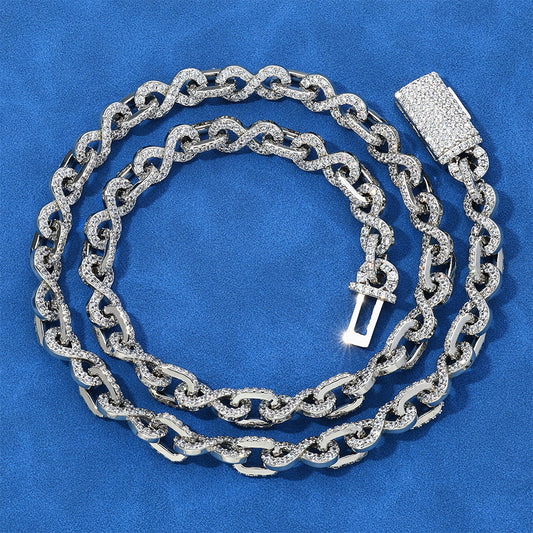 8 mm CZ Figure-Eight Link Hip Hop Necklace or Bracelet with Copper Base - CHA214 product image