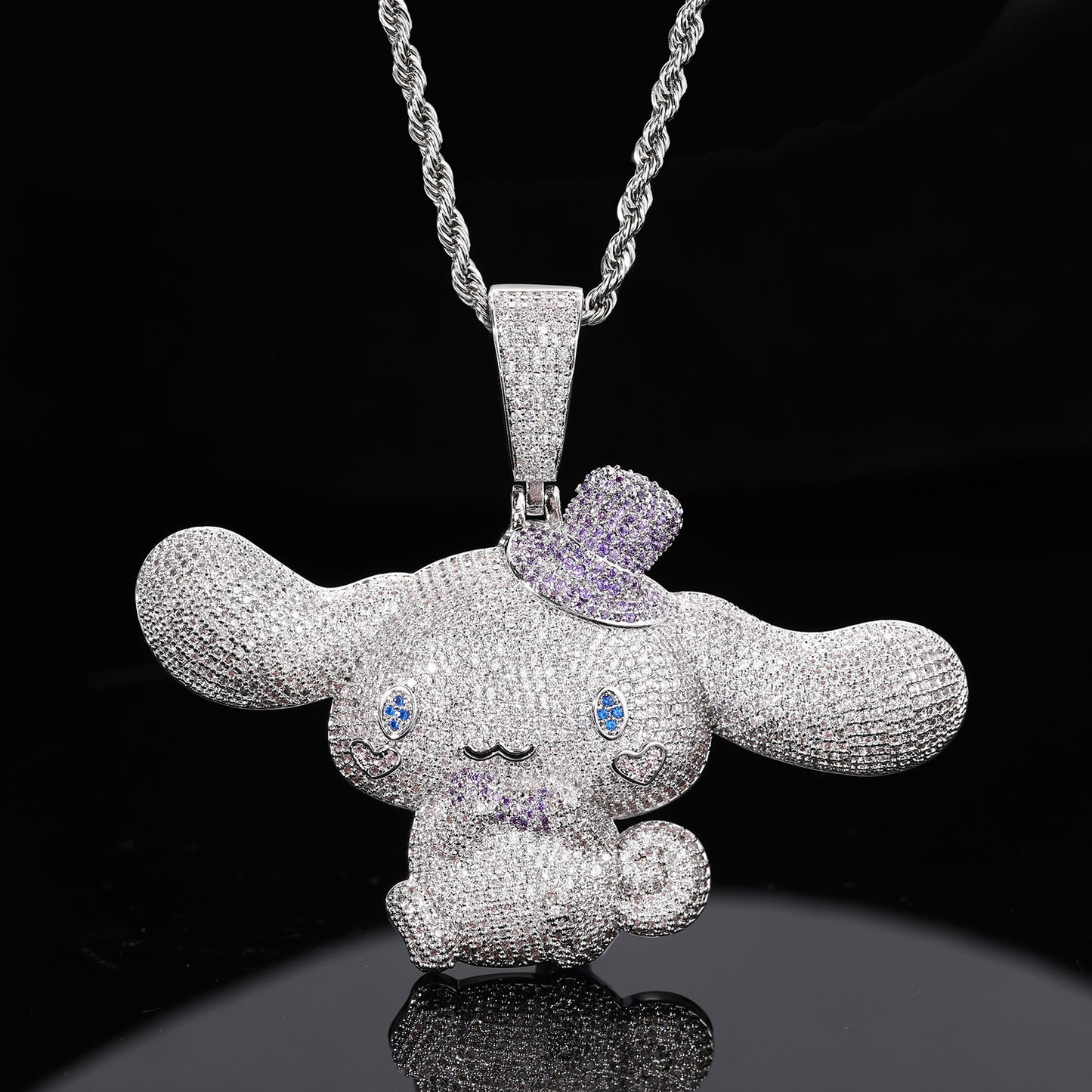 Iced Out Cartoon Dog Pendant Necklace for Men and Women - Silver Color Hip Hop Animal Charm Chain product image