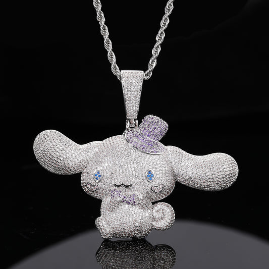 Iced Out Cartoon Dog Pendant Necklace for Men and Women - Silver Color Hip Hop Animal Charm Chain product image