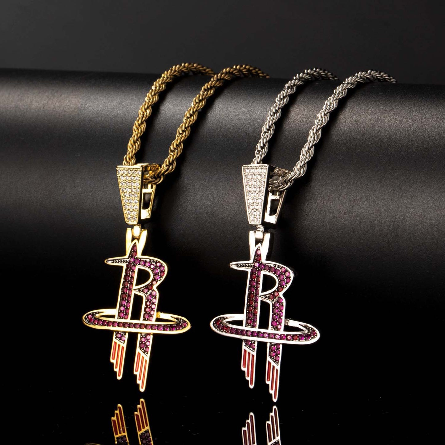 Hip Hop Letter Copper Pendant Necklace for Men and Women