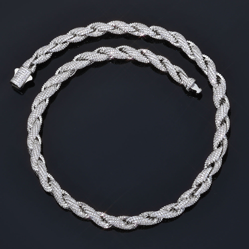8-10 mm Pave CZ Rope Chain Hip Hop Necklace with Copper Base - CHA177 product image