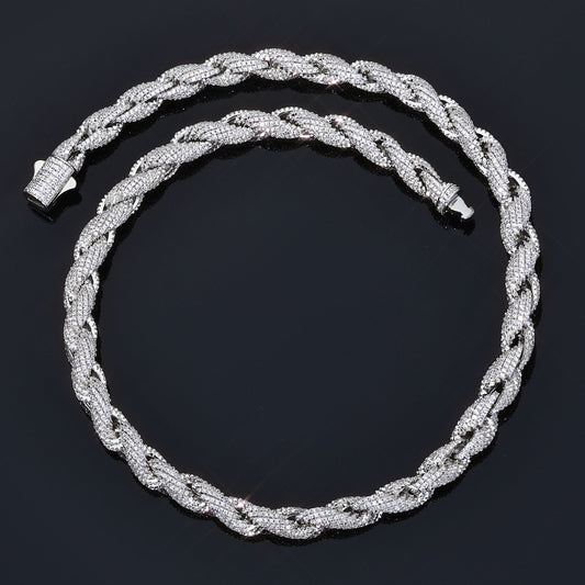 8-10 mm Pave CZ Rope Chain Hip Hop Necklace with Copper Base - CHA177 product image