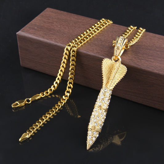Minimalist Line Pendant Necklace with 5mm Cuban Chain for Women & Men, Gold Plated or Silver Plated Statement Jewelry
