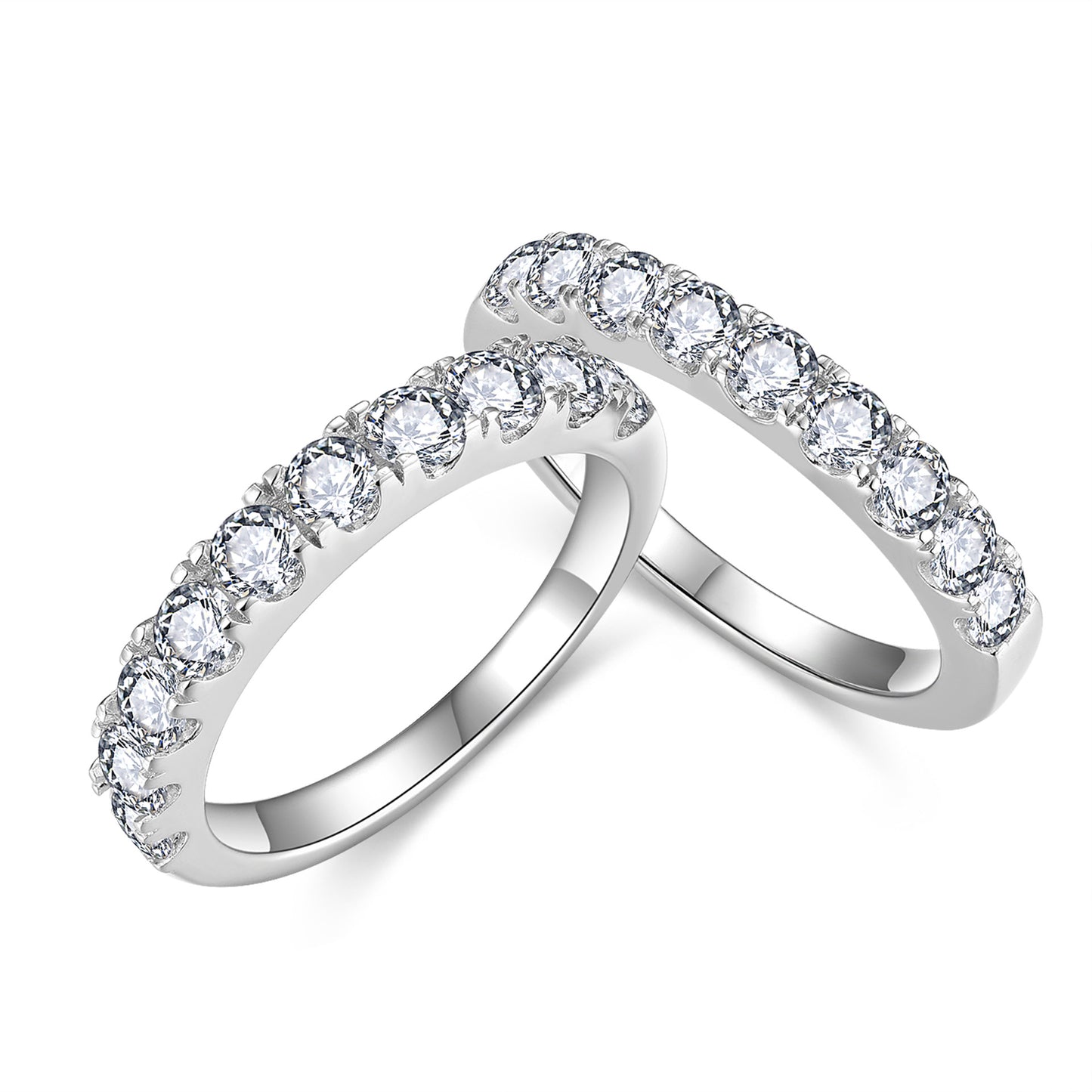 10-Stone Moissanite Ring, S925 Silver 18K Gold Plated Wedding Band for Women product image