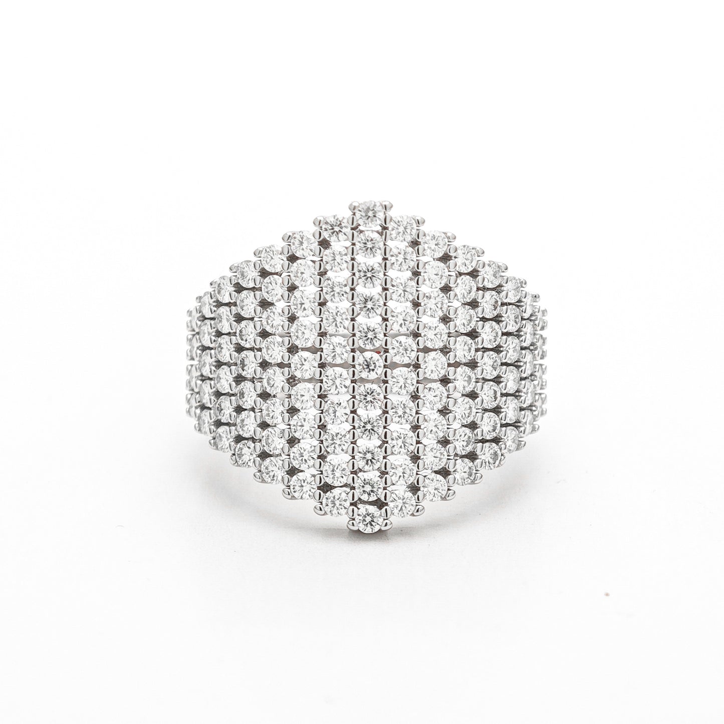 Moissanite Cluster Ring, Round-Cut Pavé Dome Ring, S925 Silver 18K Gold Plated product image