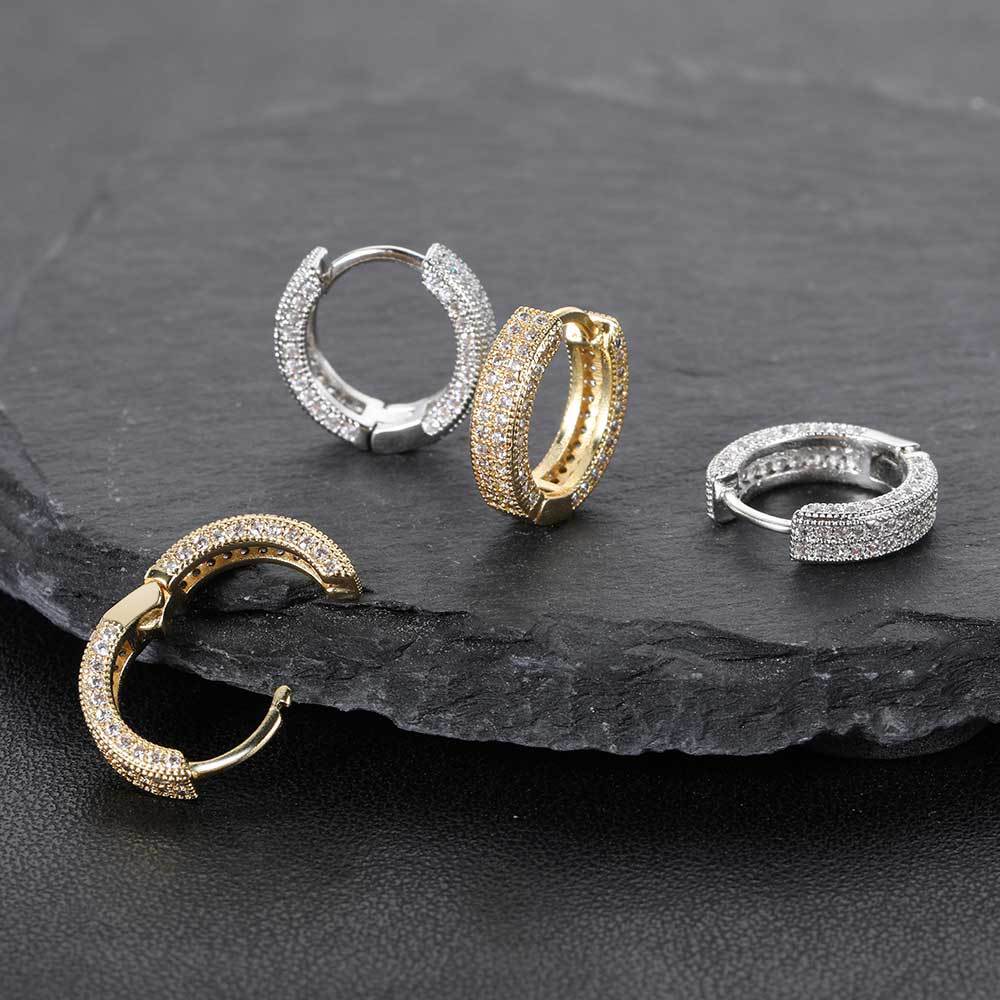Pave CZ Hoop Hip Hop Earrings with Copper Base - EAR005 product image