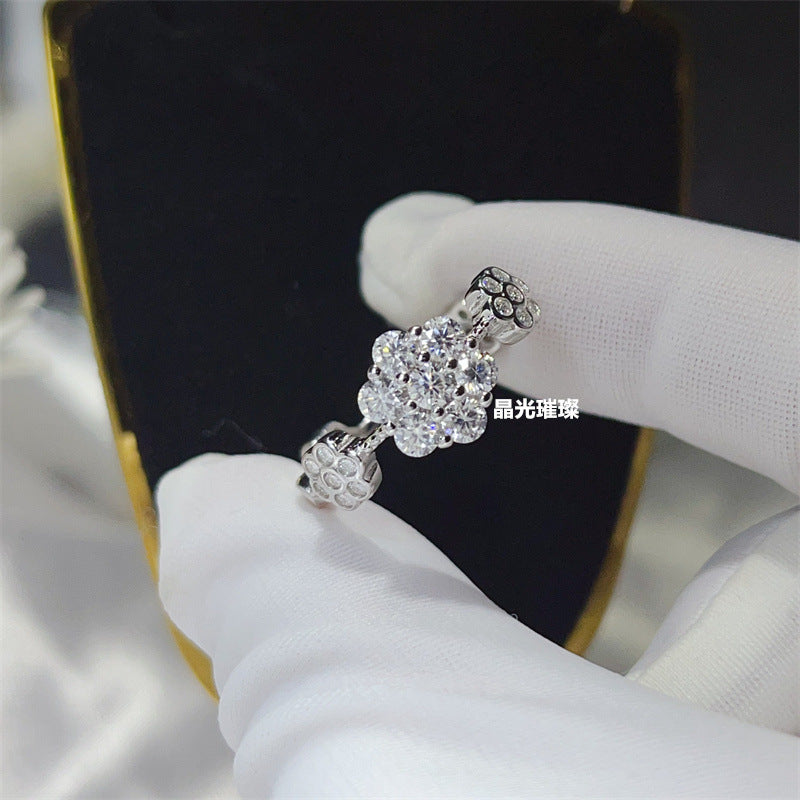 Moissanite Cluster Ring for Women, U-Shaped Pavé Stackable Band product image