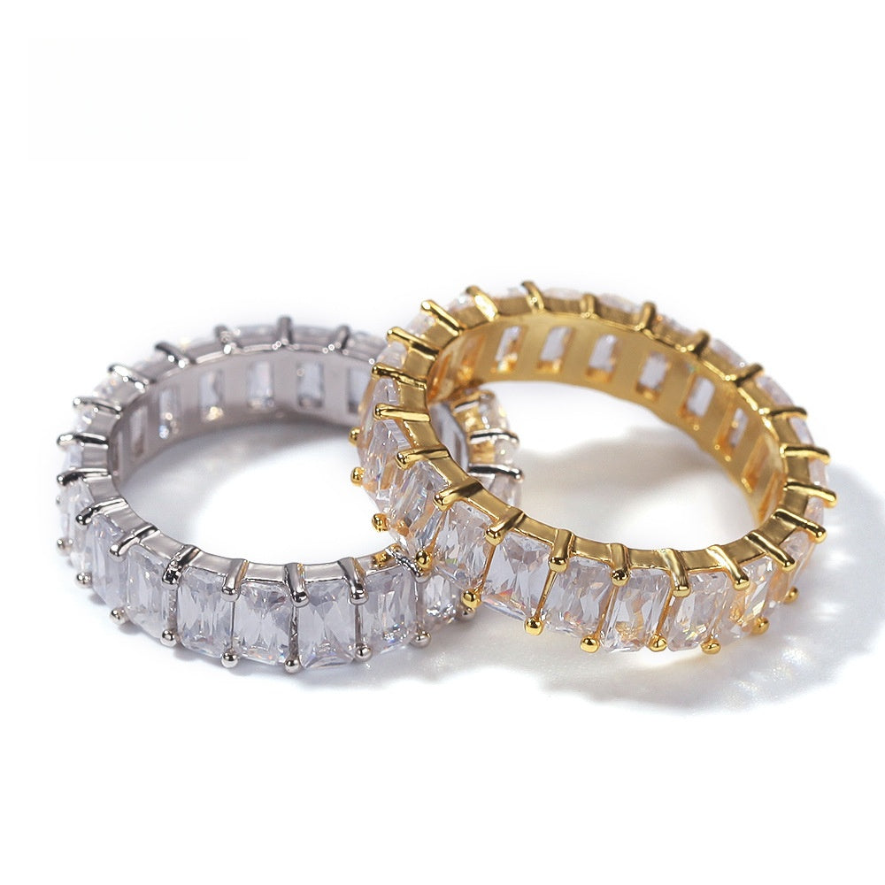 Men’s Iced Out Cubic Zirconia Eternity Ring – Gold Plated, Silver Tone & 925 Sterling Silver Narrow Band