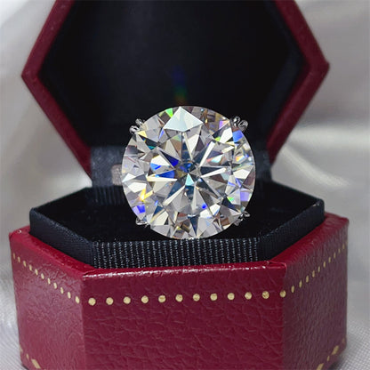 20 Carat Moissanite Ring for Women – Oversized Round Solitaire Engagement Ring