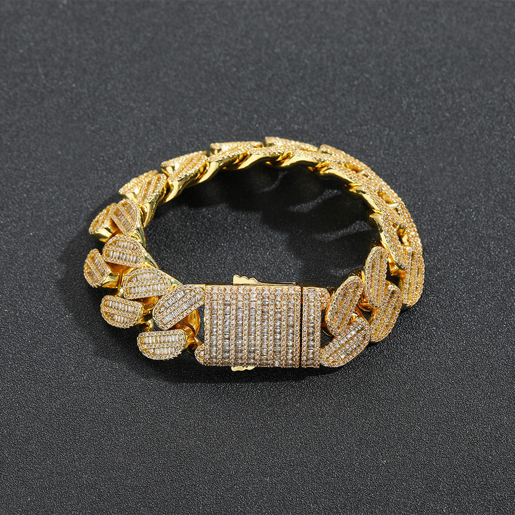 Hip Hop Light Luxury Cuban Link Bubble Cubic Zirconia Bracelet for Men