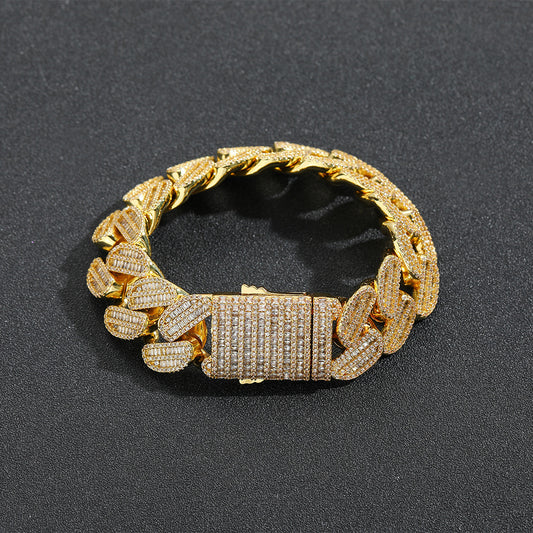 Hip Hop Light Luxury Cuban Link Bubble Cubic Zirconia Bracelet for Men