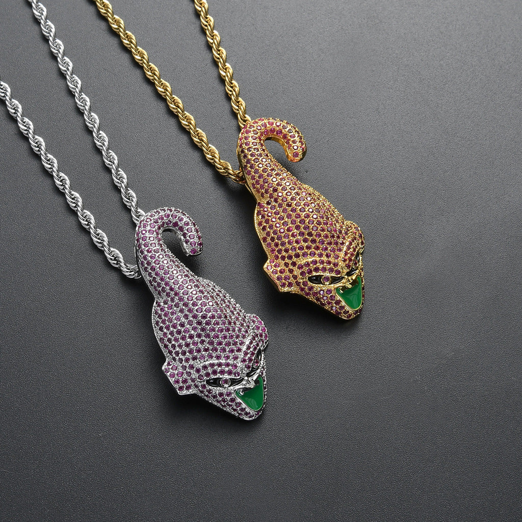 Hip Hop Dragon Cubic Zirconia Pendant Necklace for Men and Women