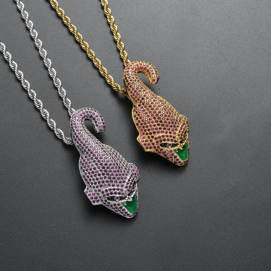 Hip Hop Dragon Cubic Zirconia Pendant Necklace for Men and Women