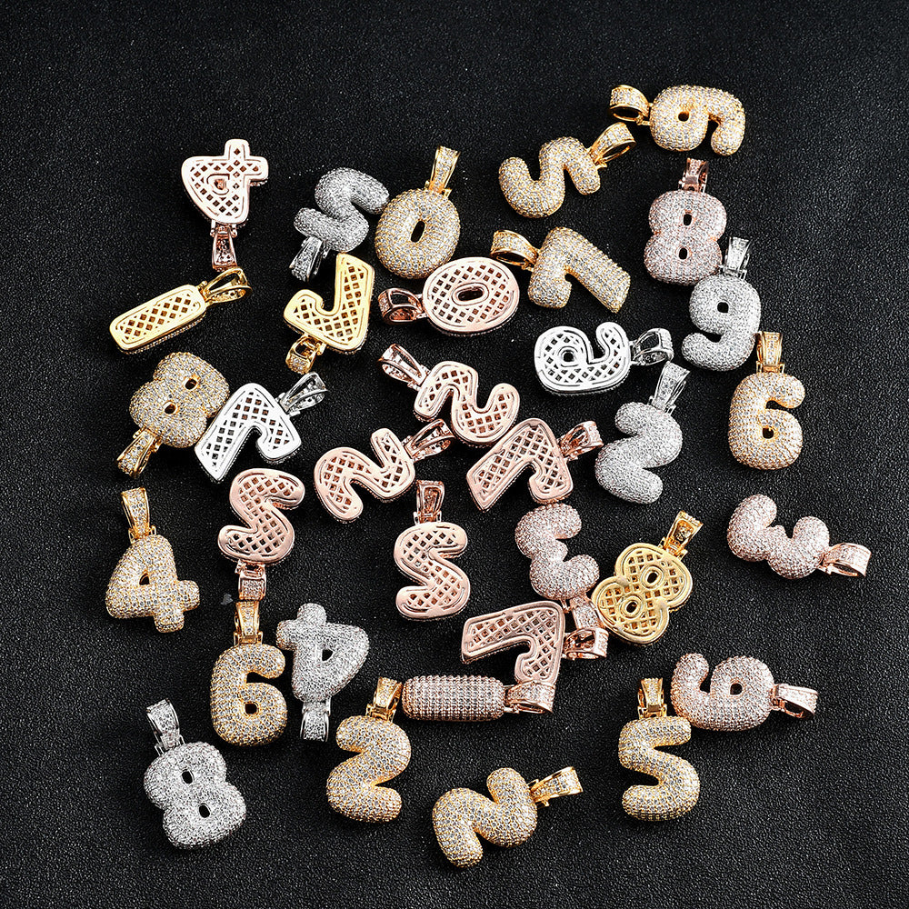 Minimalist Number Bubble Copper Pendant Necklace for Men and Women