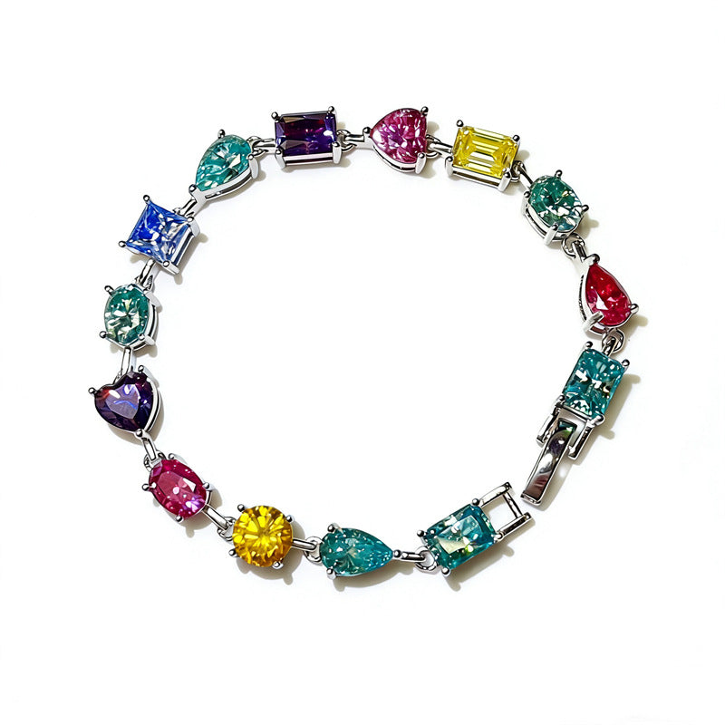 Colorful Irregular Stone Tennis Bracelet for Women, Full Link Bracelet in 16cm 17cm 18cm product image