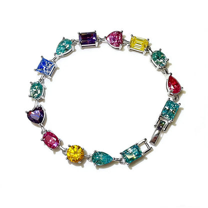 Colorful Irregular Stone Tennis Bracelet for Women, Full Link Bracelet in 16cm 17cm 18cm