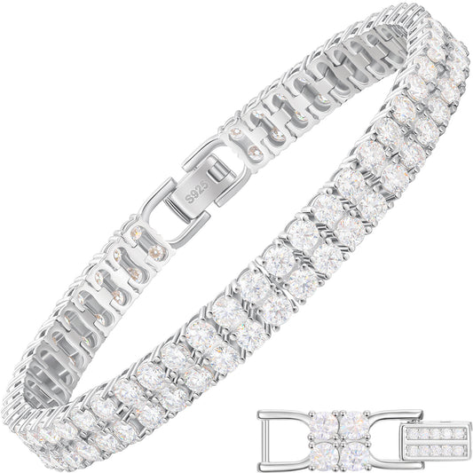 925 Silver Double Row Iced Out Tennis Bracelet for Women & Men product image