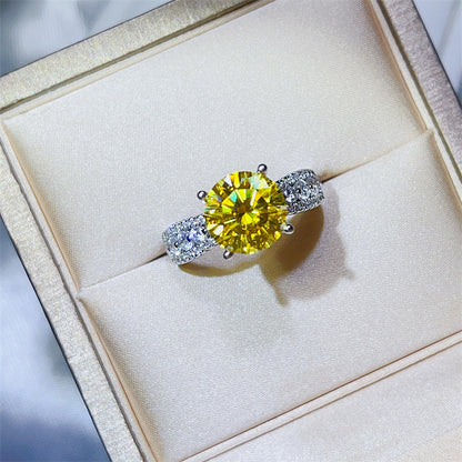 Yellow Moissanite Ring for Women, 2 Carat or 3 Carat Engagement Style Halo Ring
