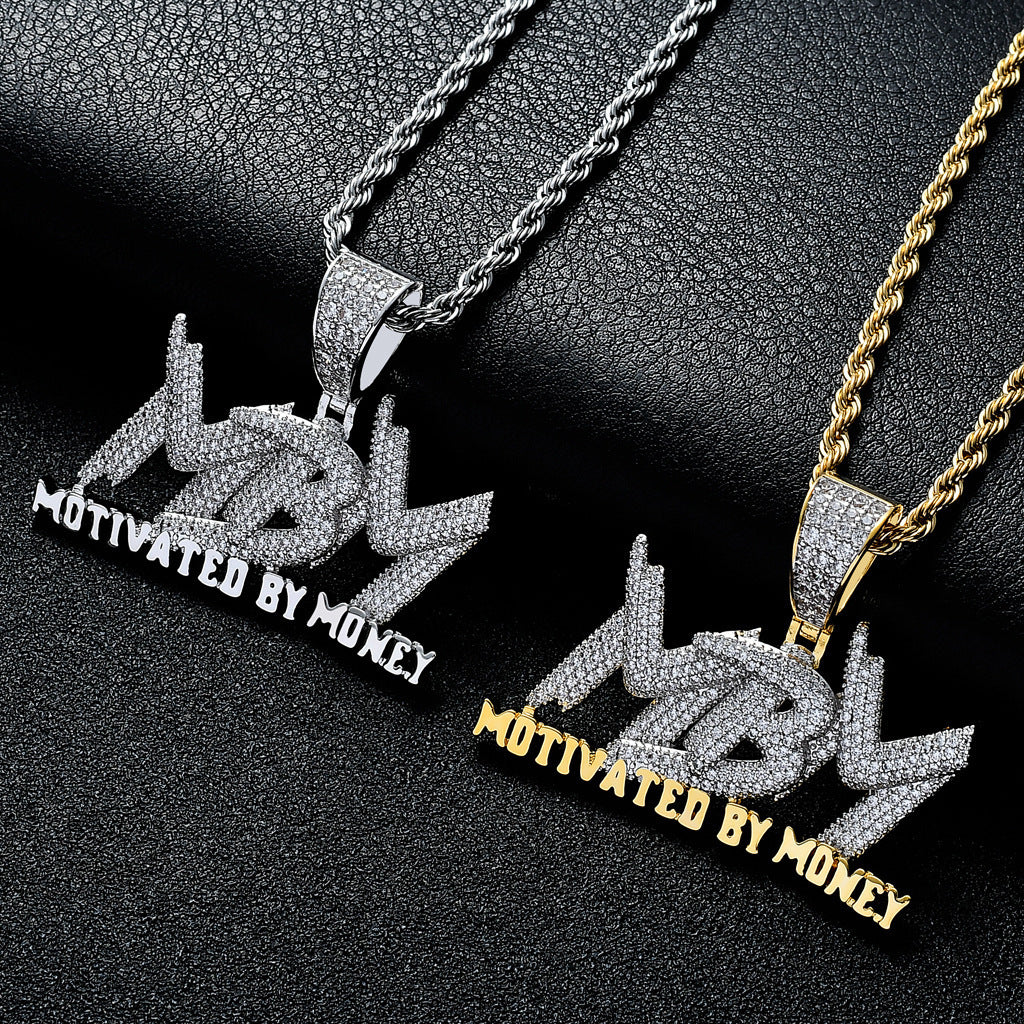 Hip Hop Minimalist Letter Copper Pendant Necklace for Men and Women