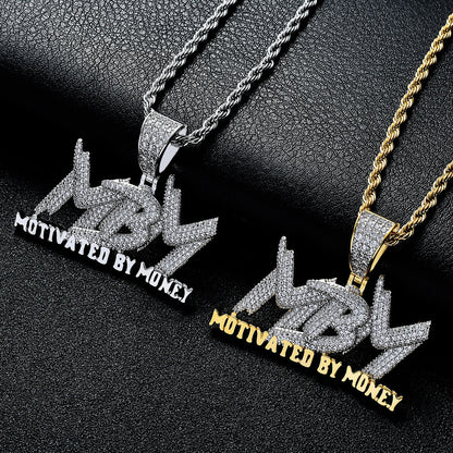 Hip Hop Minimalist Letter Copper Pendant Necklace for Men and Women