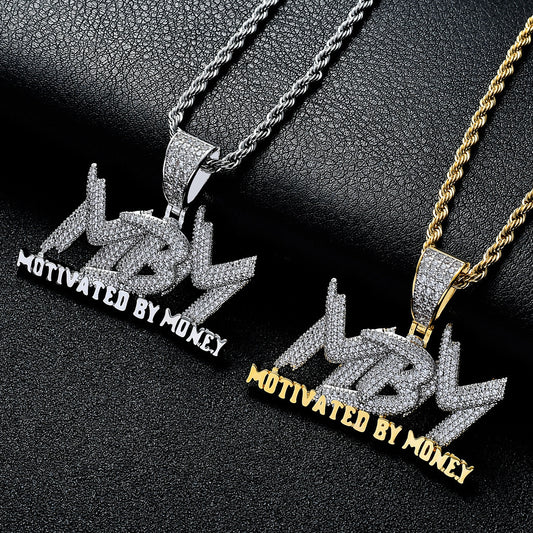 Hip Hop Minimalist Letter Copper Pendant Necklace for Men and Women