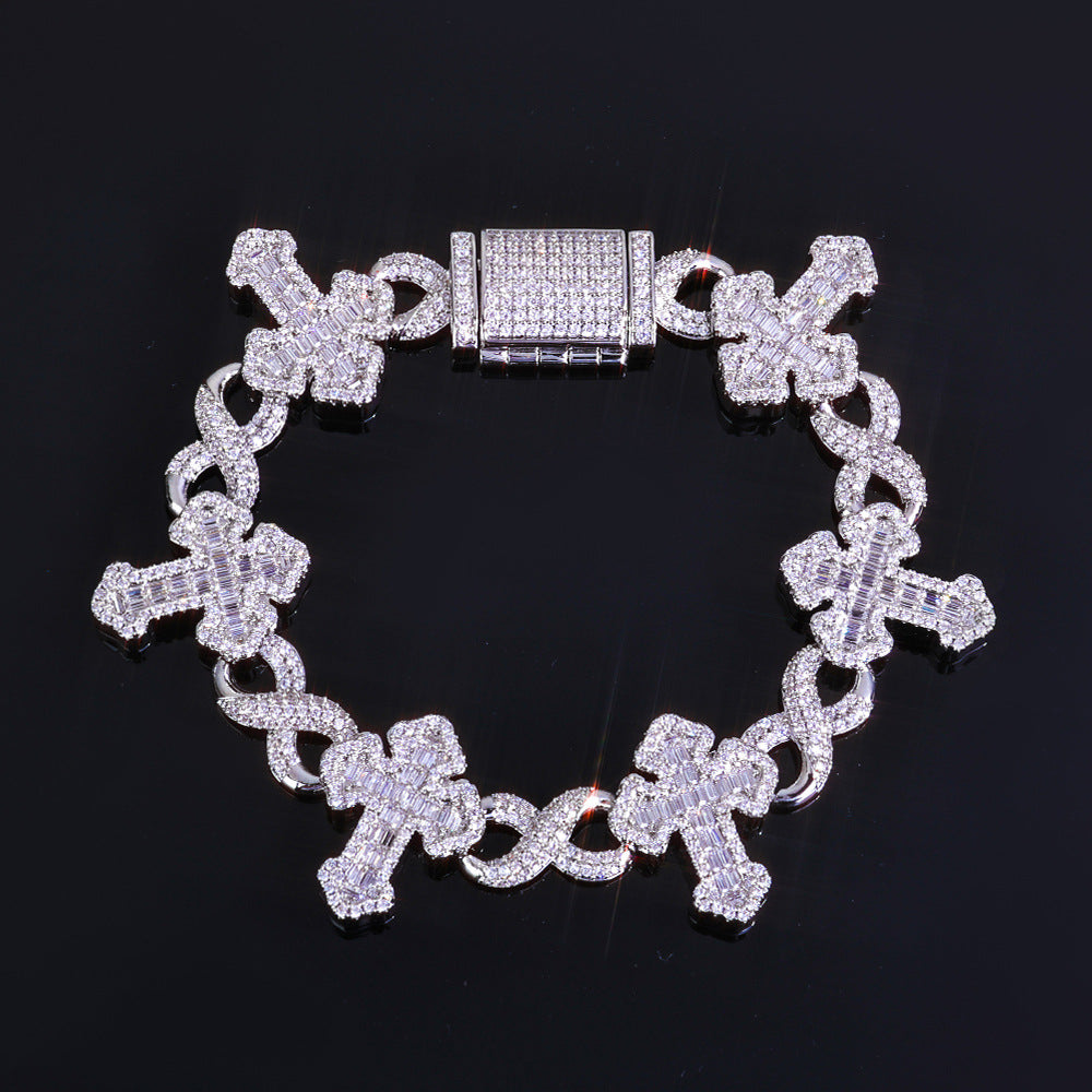 15 mm Cross and Infinity CZ Link Copper Bracelet - CHA380 product image