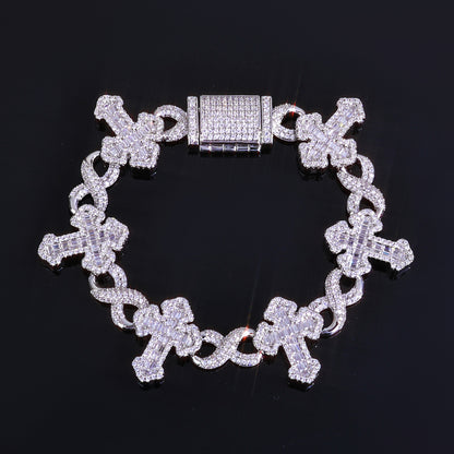15 mm Cross and Infinity CZ Link Copper Bracelet - CHA380