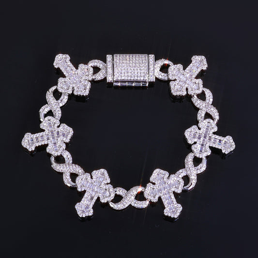 15 mm Cross and Infinity CZ Link Copper Bracelet - CHA380 product image