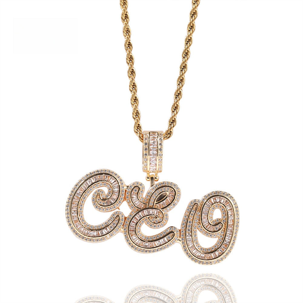 Personalized Iced Letter Pendant Necklace for Women - Custom 2 to 6 Letter Name Chain in Gold or Silver Tone