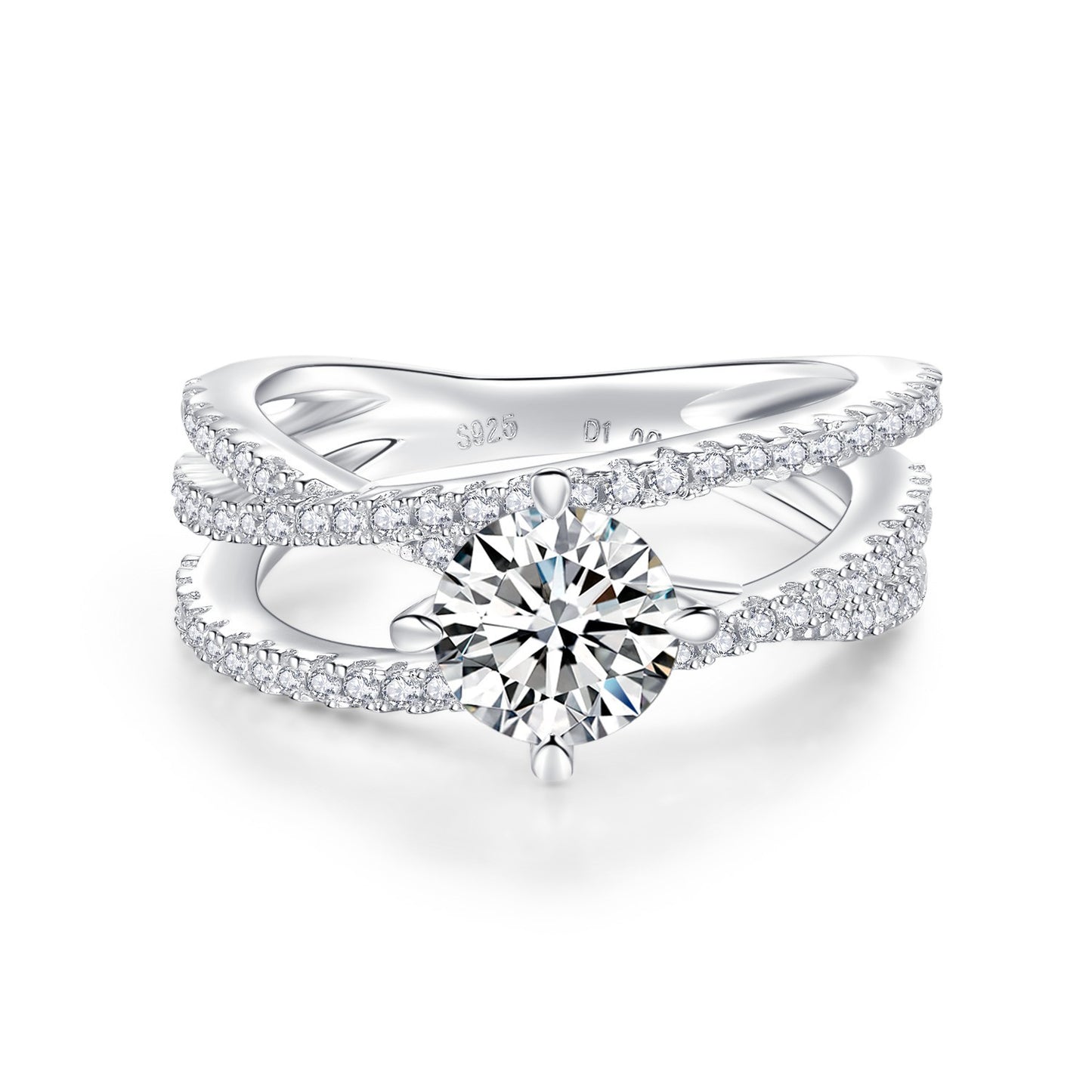 Moissanite Ring for Women, 18K Gold Plated 925 Sterling Silver Halo-Inspired Promise Engagement Ring product image