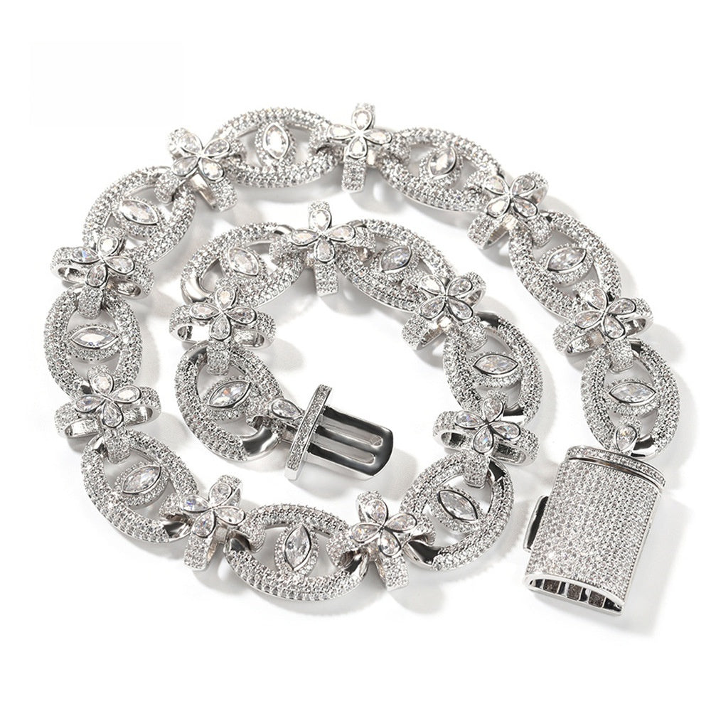Men’s Iced Out Cross Chain Necklace & Bracelet Set with Cubic Zirconia, Gold Plated or Silver Plated Statement Jewelry