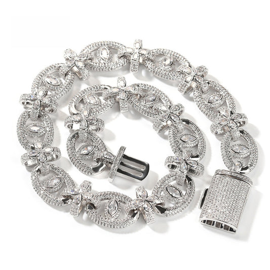 Men’s Iced Out Cross Chain Necklace & Bracelet Set with Cubic Zirconia, Gold Plated or Silver Plated Statement Jewelry