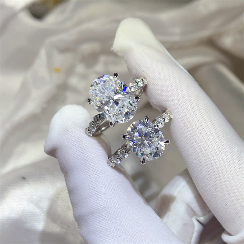 Moissanite Ring for Women, Geometric Oval Statement Engagement Ring, 3 Carat 5 Carat 8 Carat product image