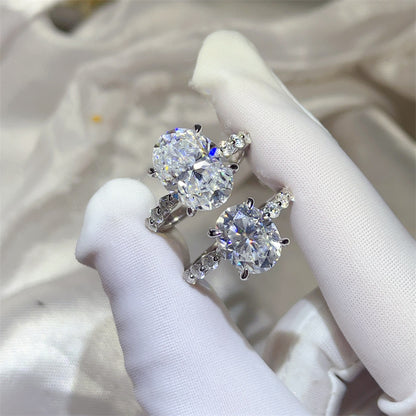 Moissanite Ring for Women, Geometric Oval Statement Engagement Ring, 3 Carat 5 Carat 8 Carat