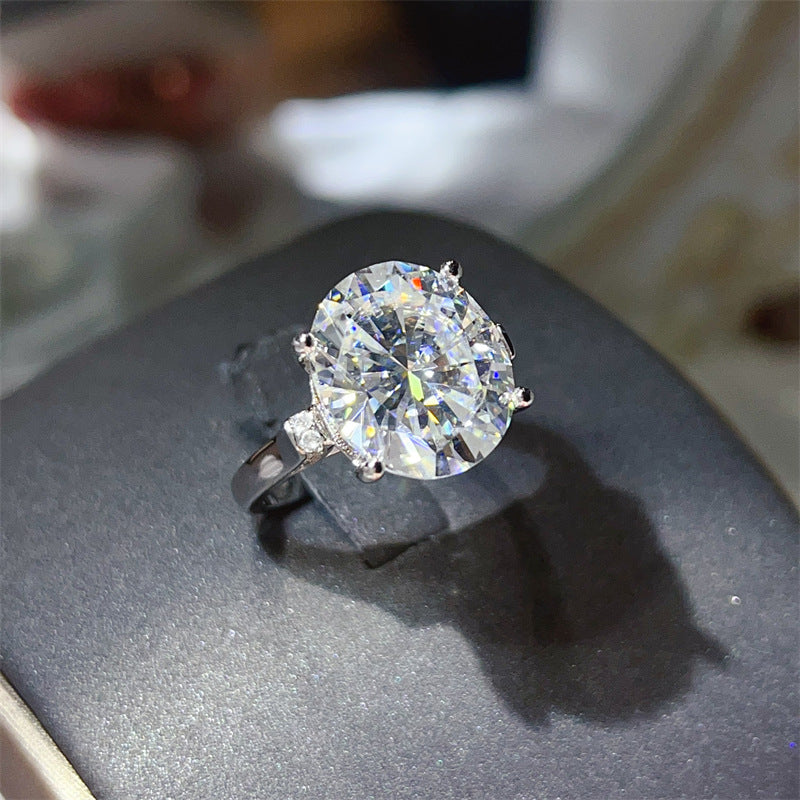 Oval Moissanite Ring for Women, 3 Carat Lace-Style Engagement Ring with Side Accent Stones product image