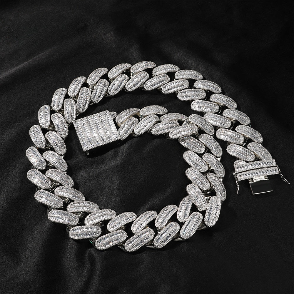 Iced Out Cuban Link Chain Necklace with Cubic Zirconia for Women & Men, Gold Plated or Silver Plated Statement Hip Hop Pendant Chain product image