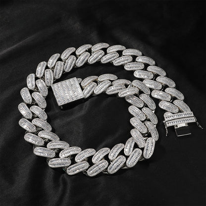 Iced Out Cuban Link Chain Necklace with Cubic Zirconia for Women & Men, Gold Plated or Silver Plated Statement Hip Hop Pendant Chain