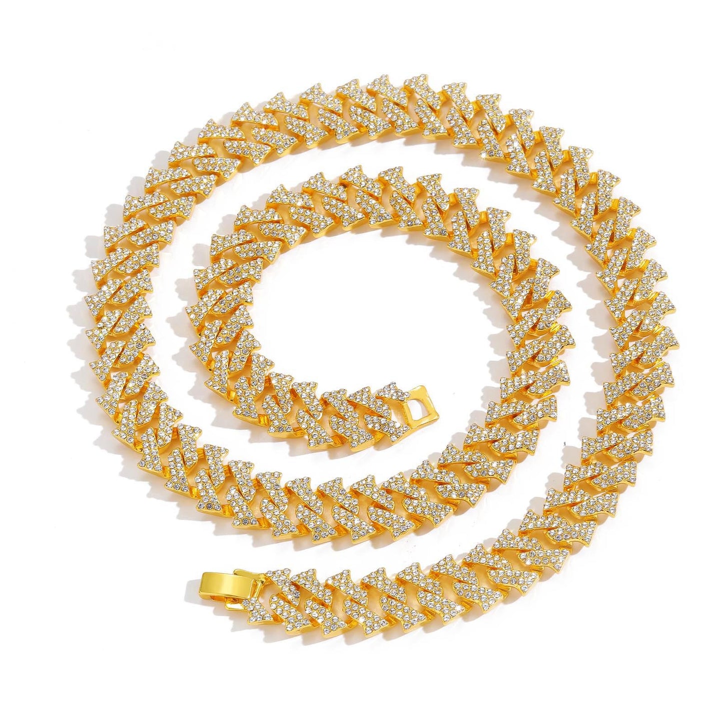 Hip Hop Diamond Shape Cuban Link Thorn Alloy Bracelet for Men