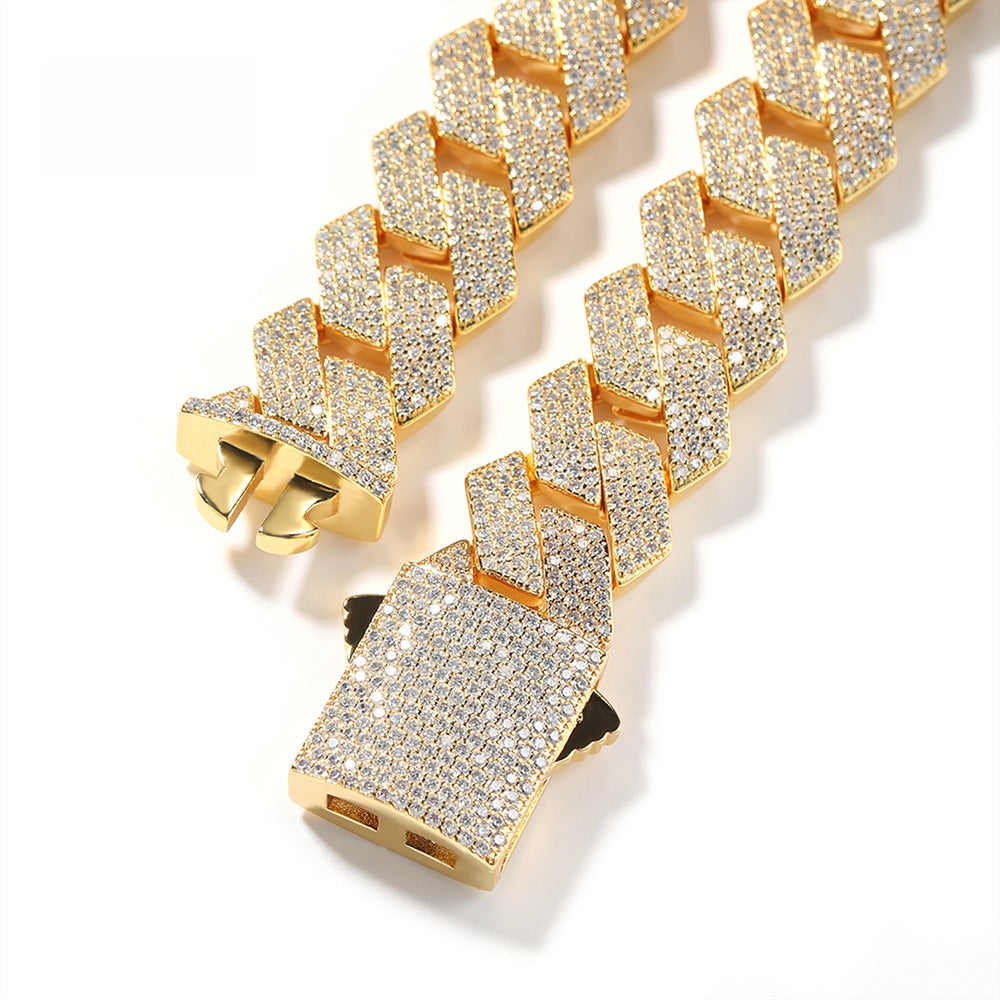 Iced Out Square Pendant Cuban Chain Necklace for Men & Women - Gold Plated/Silver Plated Cubic Zirconia Statement Hip Hop Necklace