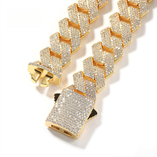 Iced Out Square Pendant Cuban Chain Necklace for Men & Women - Gold Plated/Silver Plated Cubic Zirconia Statement Hip Hop Necklace