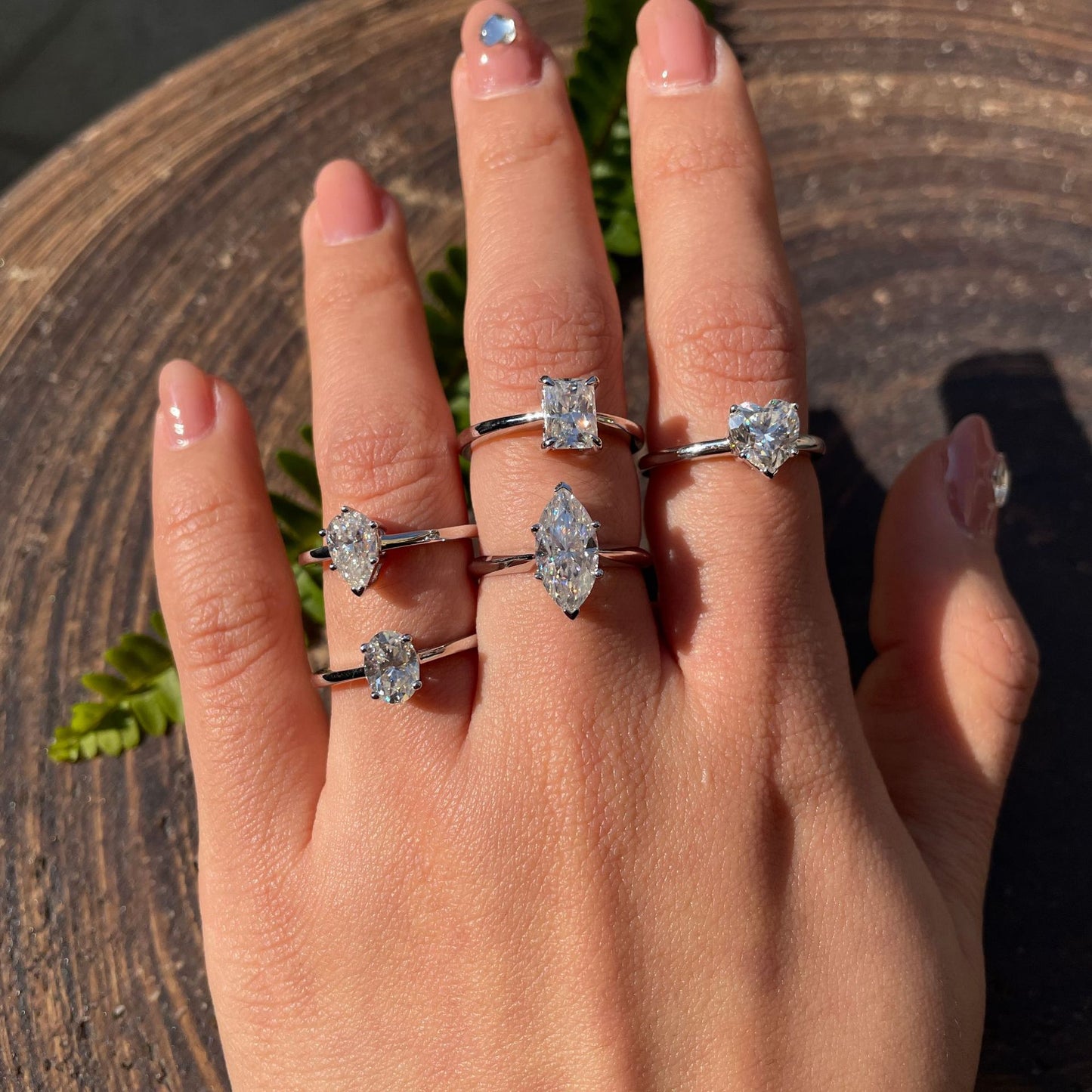 Moissanite Ring for Women, 1 Carat Solitaire Engagement Ring, Heart & Marquise Cuts product image