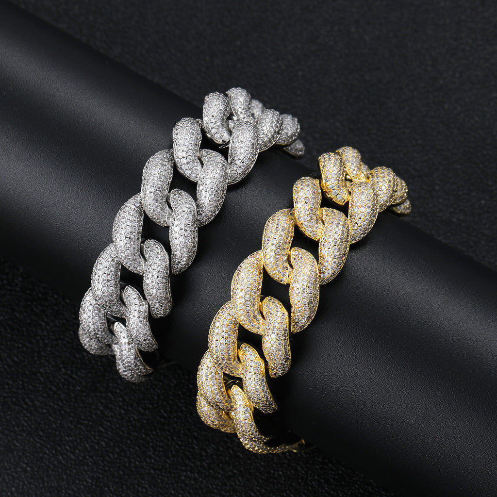 Hip Hop Cuban Link Bubble Copper Bracelet for Men