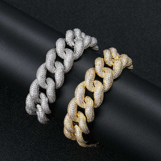 Hip Hop Cuban Link Bubble Copper Bracelet for Men