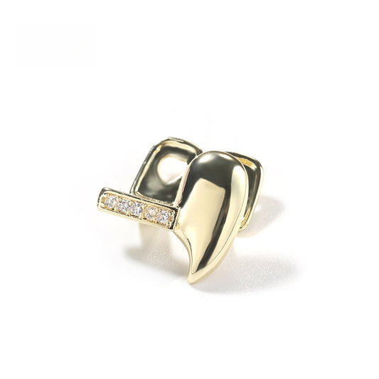 Trendy Heart Ring for Women – Gold or Silver Color Copper Statement Ring with Crystal Accent
