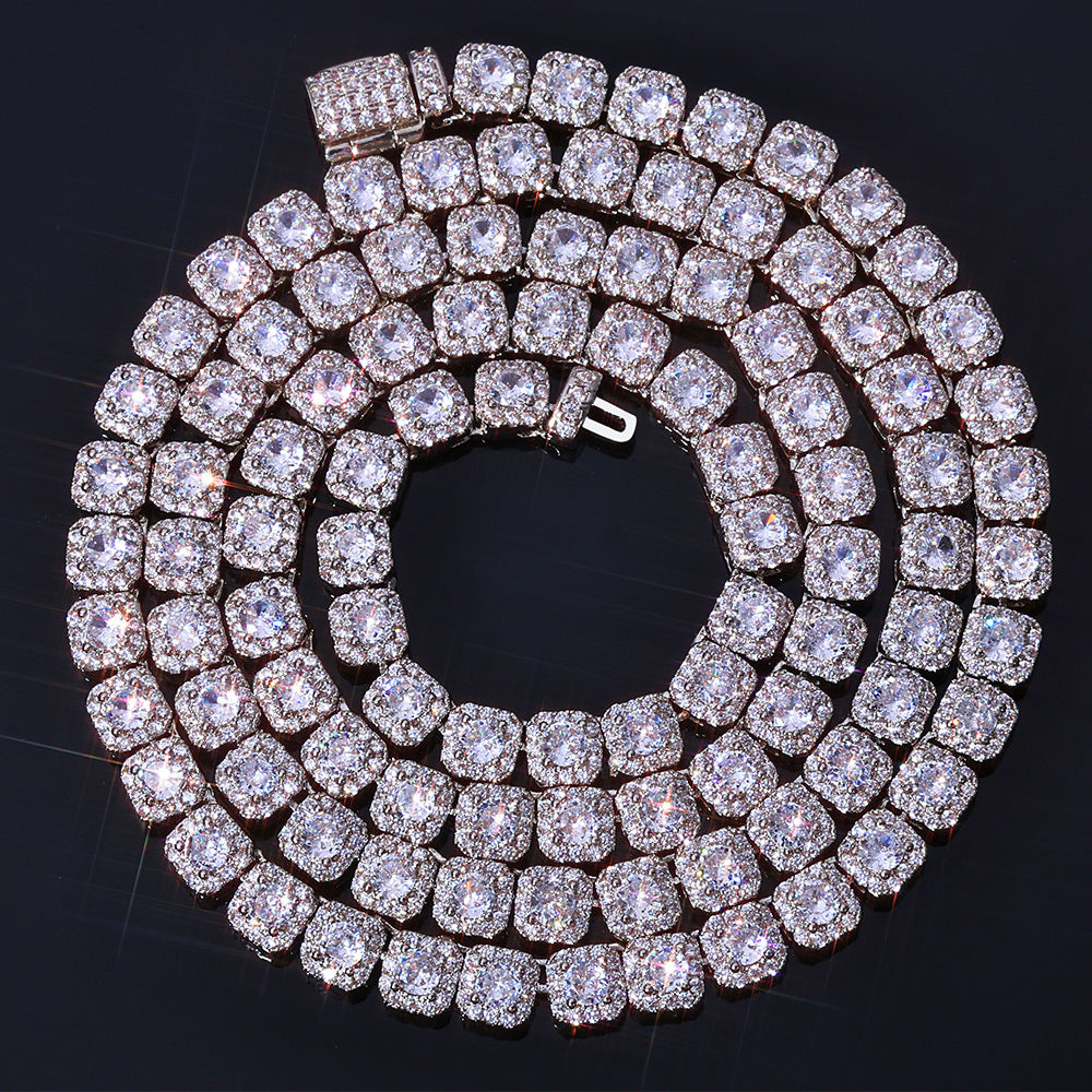 5 mm Square Halo CZ Tennis Hip Hop Necklace with Copper Base - CHA291 product image