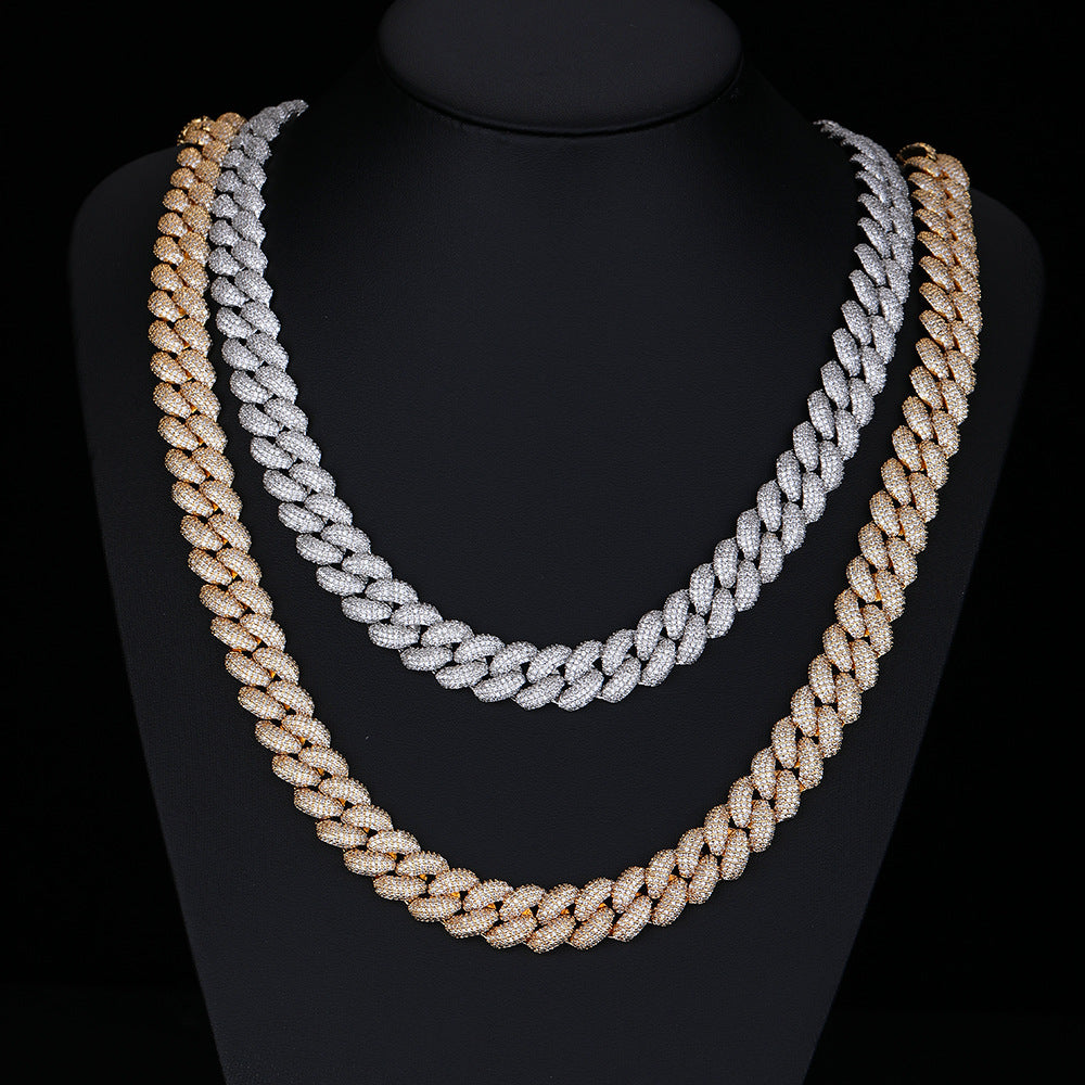 14mm Cuban Link Chain Necklace & Bracelet, Iced CZ, Unisex product image